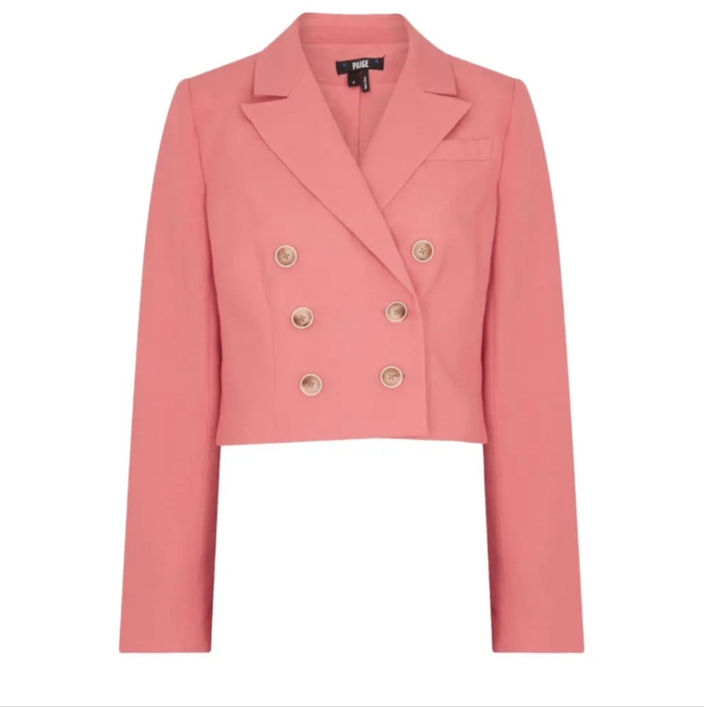 Paige linen pink double breasted blazer size 4 nwt